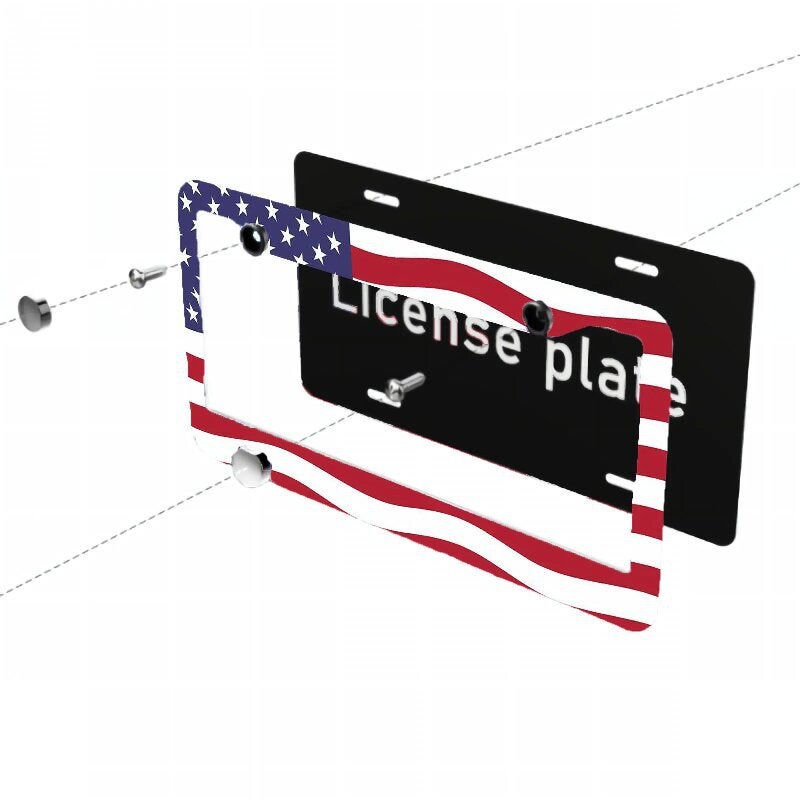 Temu Popular Flag Pattern License Plate Frame Plastic Abs Thickened Uv Color Printing License Plate Frame American Standard - Image 4