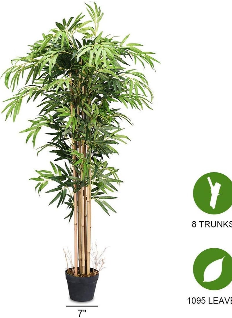 Generic Artificial Bamboo Tree with 7 Real Bamboo Trunks – 120cm Tall Faux Indoor Plant with Real Touch Green Leaves – Decorative Artificial Plant for Home, Office, Living Room, Bedroom, Hallway & Indoor Décor – No Watering or Maintenance Needed  - Image 4