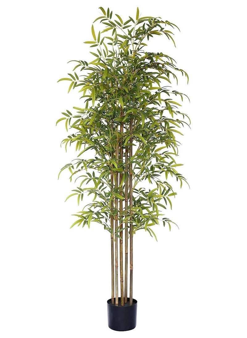 Generic Artificial Bamboo Tree with 7 Real Bamboo Trunks – 120cm Tall Faux Indoor Plant with Real Touch Green Leaves – Decorative Artificial Plant for Home, Office, Living Room, Bedroom, Hallway & Indoor Décor – No Watering or Maintenance Needed  - Image 2