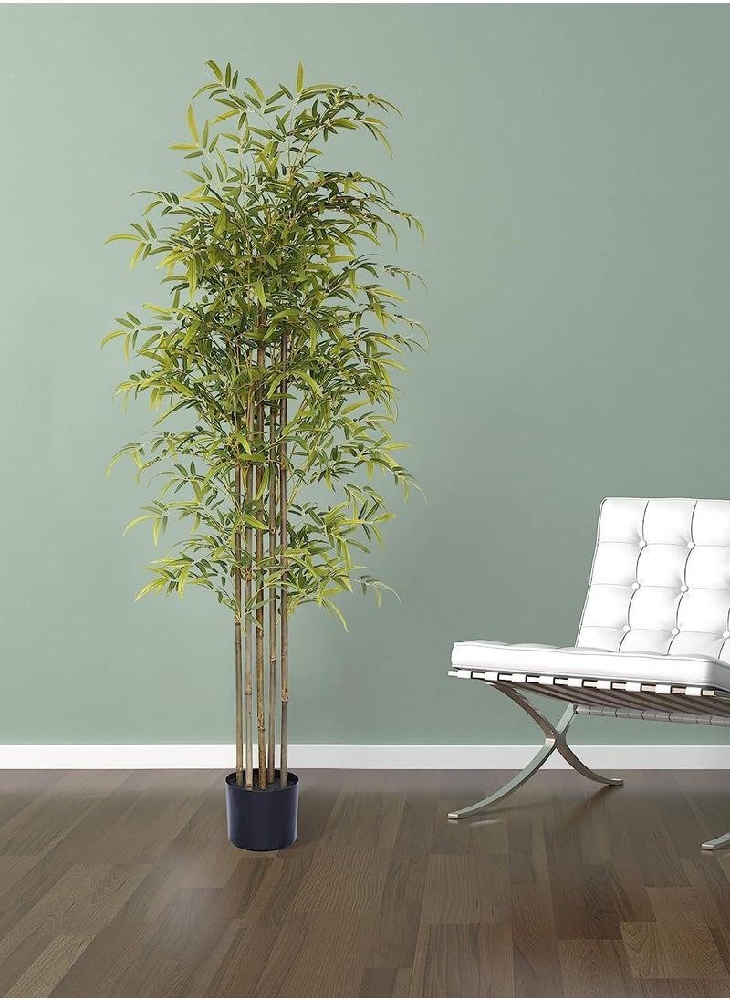 Generic Artificial Bamboo Tree with 7 Real Bamboo Trunks – 120cm Tall Faux Indoor Plant with Real Touch Green Leaves – Decorative Artificial Plant for Home, Office, Living Room, Bedroom, Hallway & Indoor Décor – No Watering or Maintenance Needed  - Image 3