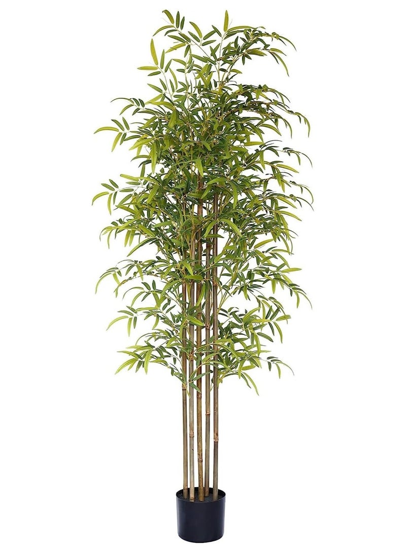 Leyallia Artificial Bamboo Tree with 7 Real Bamboo Trunks – 120cm Tall Faux Indoor Plant with Real Touch Green Leaves – Decorative Artificial Plant for Home, Office, Living Room, Bedroom, Hallway & Indoor Décor – No Watering or Maintenance Needed  - Image 3
