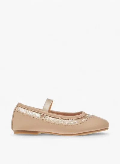 Flora Bella By Shoexpress Flora Bella Embroidered Ballerina Shoes With Elasticated Strap