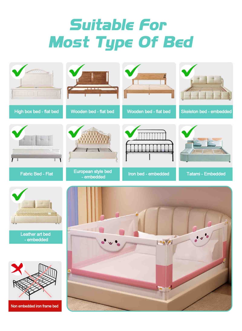 URbazaar Bed Rail Guard Barrier for Baby, Extra Long Bed Guardrail, Adjustable Height & Foldable Safeguard Bed Rails Single Side Bed - Image 3