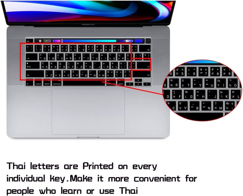 HRH Ultra Thin Thai Language Silicone Keyboard Cover Skin for MacBook Pro 13 inch 2020(Model A2289/A2251/A2338 M1 Chip) and for MacBook Pro 16" 2019 (Model A2141) Accessories - Image 2