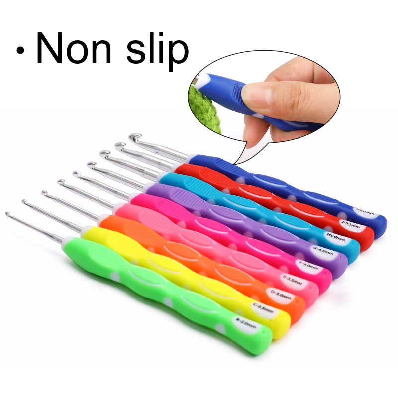 Looen Crochet Hooks Set-Yarn Needles Coloured Aluminum with Storage Case Rubbery Handle Ergonomic Comfort Grip DIY Craft Handmake Kit 47pcs - Image 5