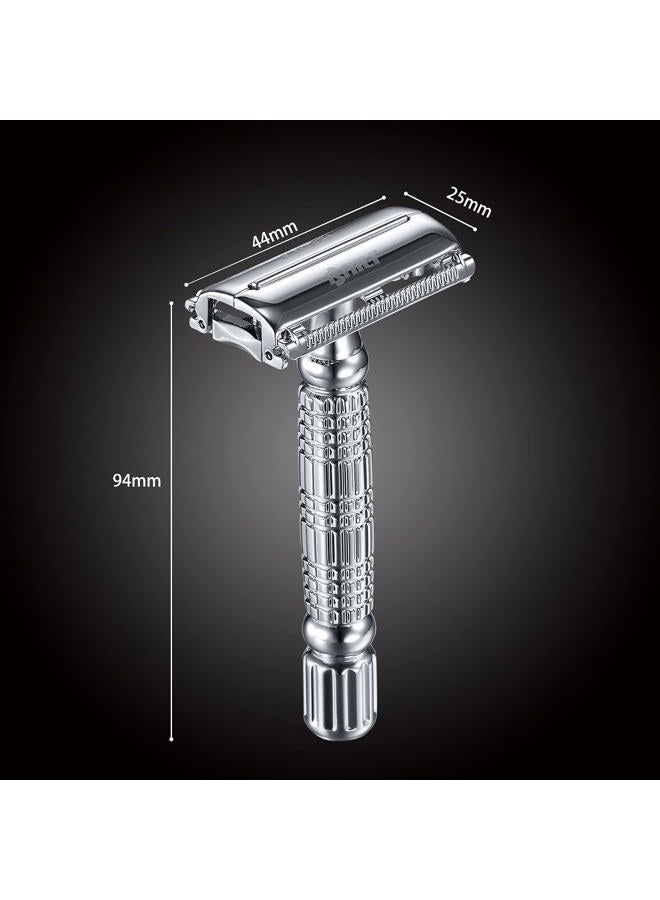 BAILI Butterfly Open TTO Double Edge Metal Safety Razor Wet Shaving Kit for Men Women with Platinum Blade and Mirrored Travel Case BD179  - Image 3