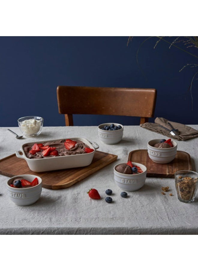 STAUB Ceramics Rectangular Baking Dish Set, 2 pc, Rustic Ivory - Image 3