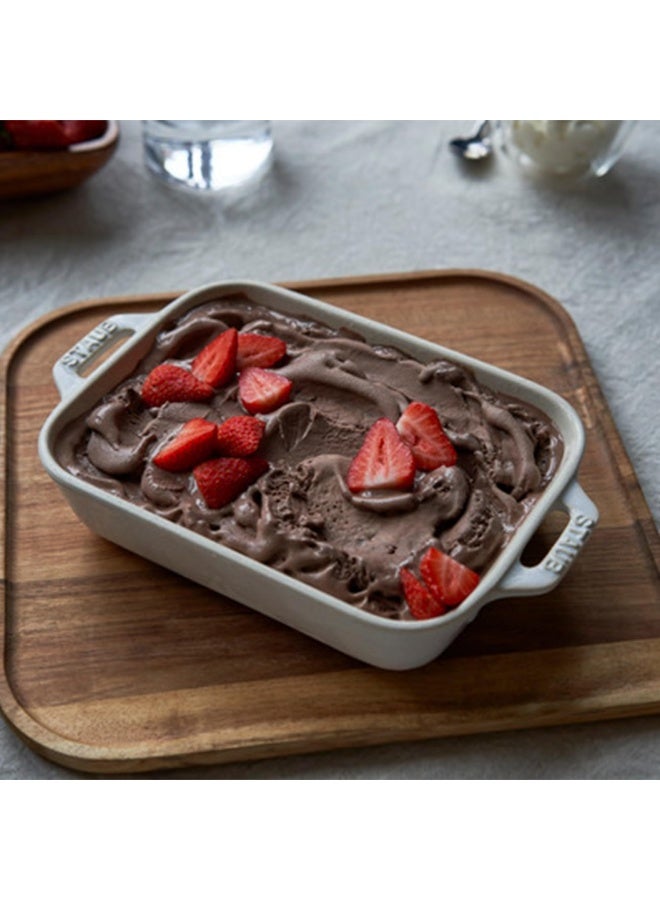 STAUB Ceramics Rectangular Baking Dish Set, 2 pc, Rustic Ivory - Image 2