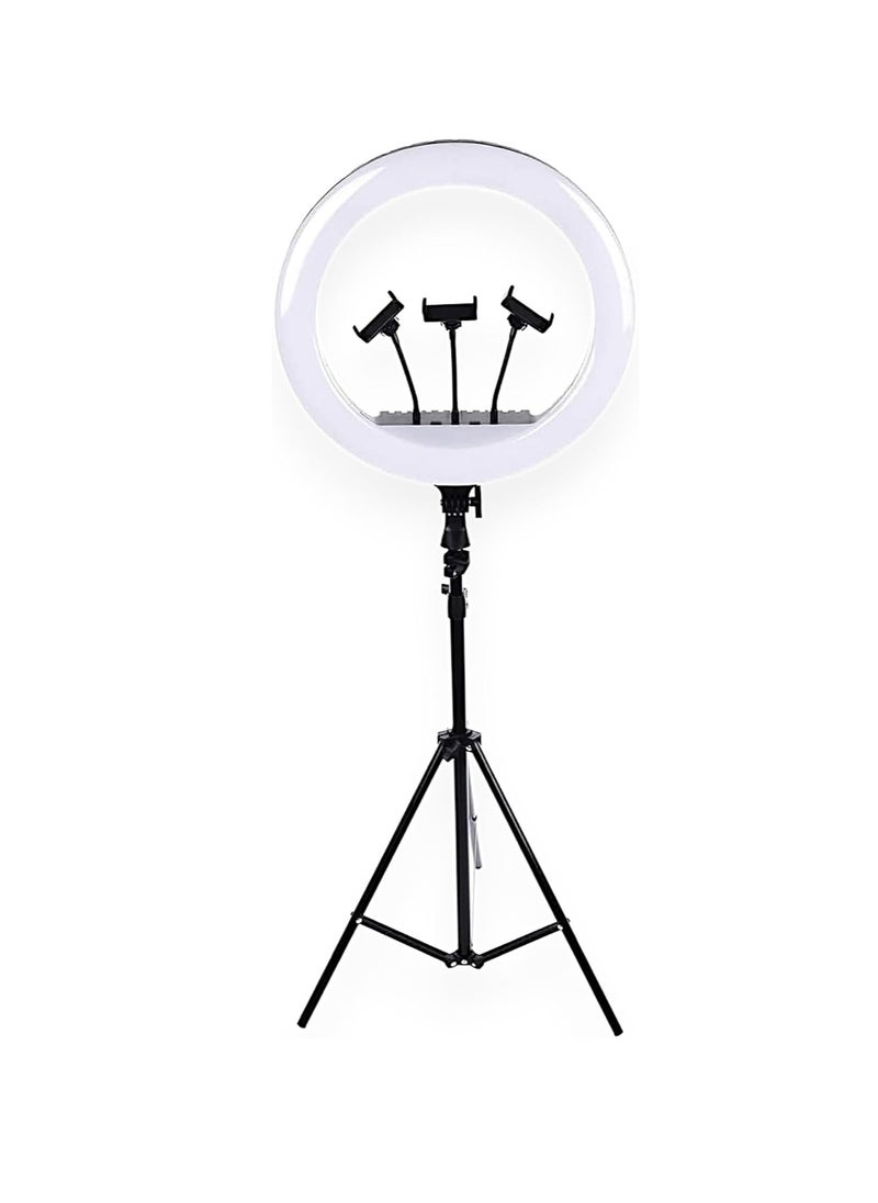 Generic - 72W 3 Color Modes Dimmable LED Ring Light for YouTube, Photo Shooting, Video, Live Streaming, TikTok, Makeup, Vlogging for iPhone/Android Cameras 3 Holders + Remote Control (NP-21+Holder) - Image 1