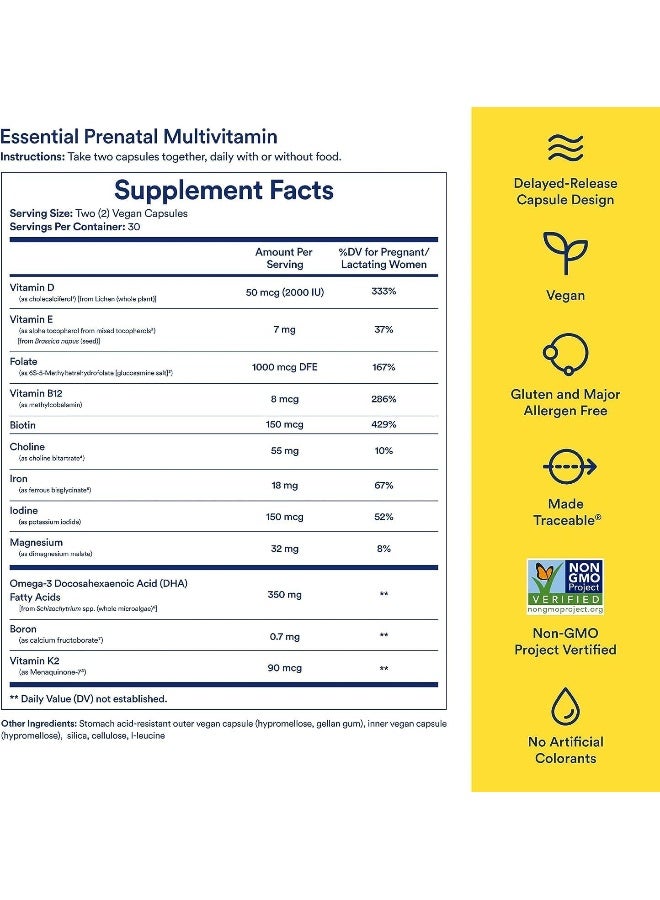 Ritual Prenatal Vitamins: Folate & Choline For Neural Tube Support, Omega-3 Dha For Fetal Brain Development, Iron, Calcium-Helper D3 & K2, Non-Gmo, Citrus Essenced, 30 Day Supply, 60 Vegan Capsules - Image 3