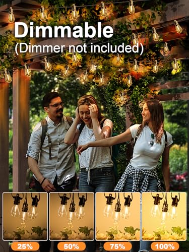 Svater Outdoor String Lights 50 FT, Patio Light for Outside with Shatterproof LED Bulbs, IP65 Waterproof Connectable Hanging Lights for Backyard, Bistro, Cafe, Balcony, Party, Black - Image 5