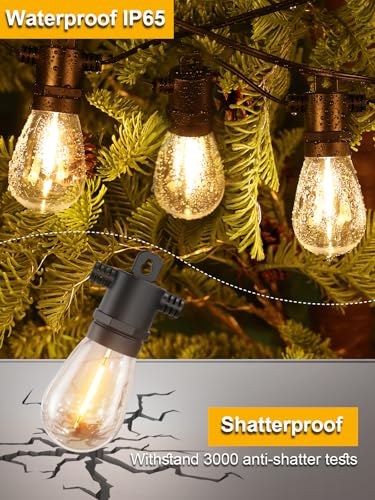 Svater Outdoor String Lights 50 FT, Patio Light for Outside with Shatterproof LED Bulbs, IP65 Waterproof Connectable Hanging Lights for Backyard, Bistro, Cafe, Balcony, Party, Black - Image 2
