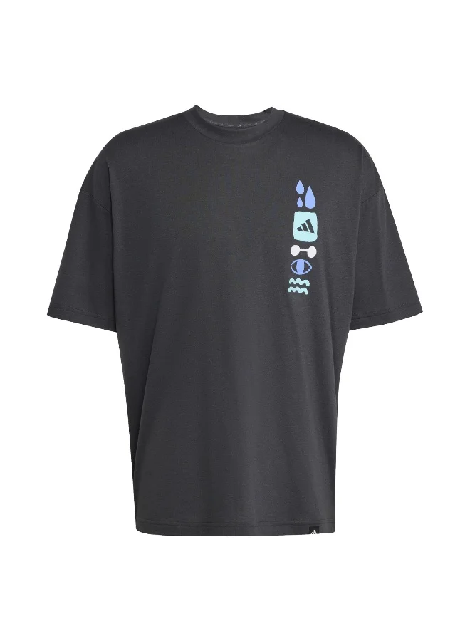 Adidas Gfx Tee Joy Q4 Dark Grey Training T-Shirts For Men XS