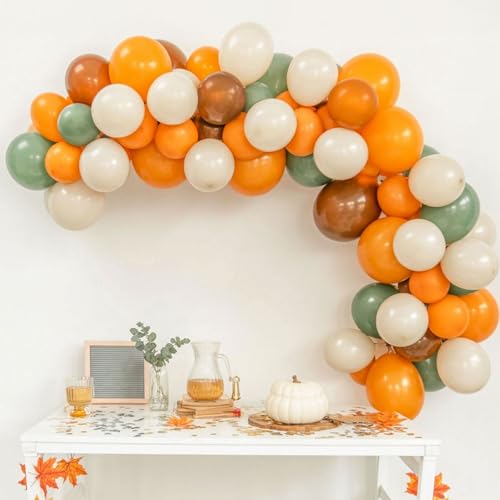 Togvu Sage Green Brown Balloon, 60 Packs 12 Inch Brown Beige Jungle Safari Wild Woodland Balloon, Olive Green Orange Balloons for Birthday Thanksgiving Harvest Festivals Fall Party Decorations - Image 3