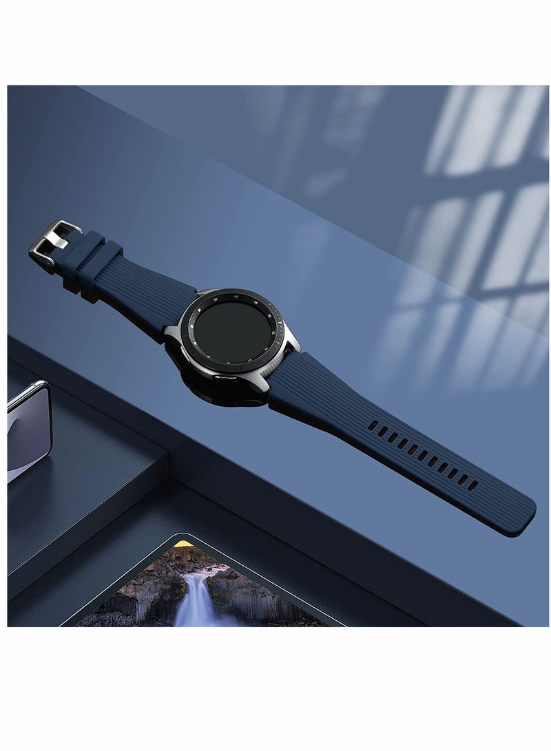 SYOSI 22mm Silicone Strap Compatible With Samsung Galaxy Watch 46mm /Galaxy Watch 3 45mm /Gear S3 Frontier/Classic, Soft Silicone Sport Wristband Replacement Straps For Men Women, Dark Blue - Image 3