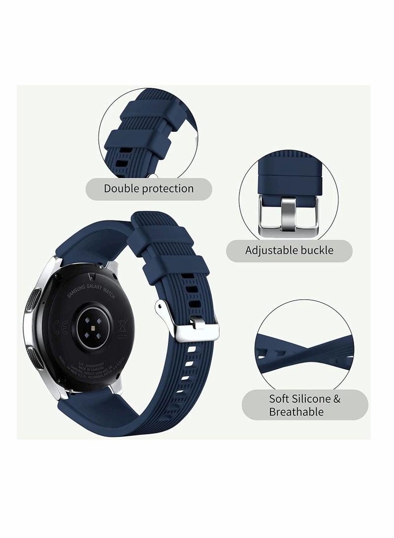 SYOSI 22mm Silicone Strap Compatible With Samsung Galaxy Watch 46mm /Galaxy Watch 3 45mm /Gear S3 Frontier/Classic, Soft Silicone Sport Wristband Replacement Straps For Men Women, Dark Blue - Image 2