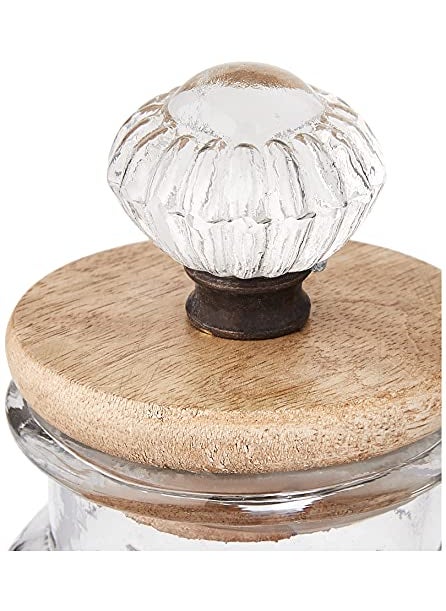 mud pie Mud Pie Knob Glass Condiment Set  canister 3 3/4"" x 2 3/4"" dia | caddy 3 3/4"" x 10 1/4""  Brown  - Image 4