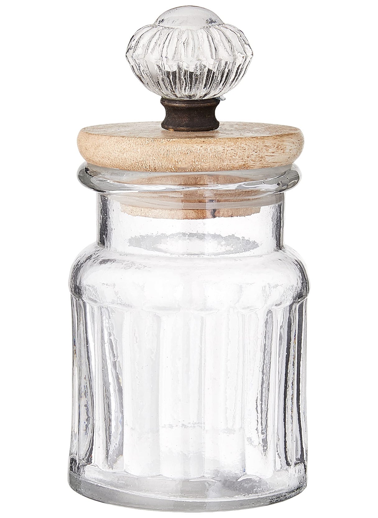mud pie Mud Pie Knob Glass Condiment Set  canister 3 3/4"" x 2 3/4"" dia | caddy 3 3/4"" x 10 1/4""  Brown  - Image 3