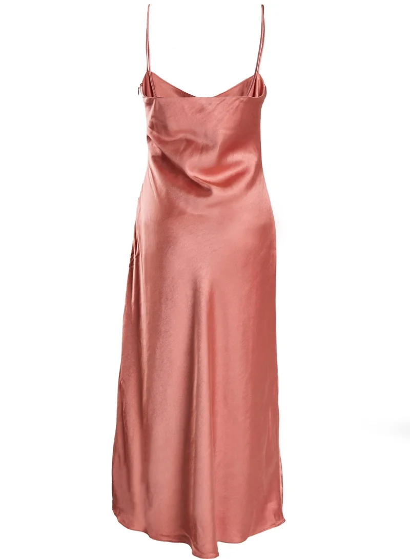 True Decadence Delphine Dusty Peach Midi Slip Dress