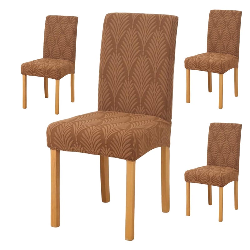 Styleys Stretch Jacquard Dining Chair Cover Removable Washable Dining Room Chair Cover Protector Seat Slipcover (Pack of 4, Khaki, JYMC6) - Image 5
