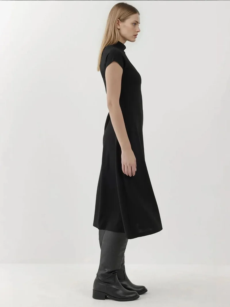 HICCUP Half Turtleneck Short Sleeve Midi Dress Busem Collection