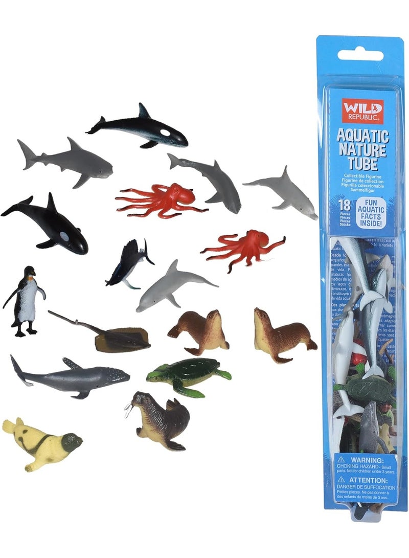 Wild Republic Aquatic Animals, Toy Figures, Tube Animals, Kids Gifts, Ocean theme Party Supplies, Sea Creatures, 18-Piece Collection - Image 3