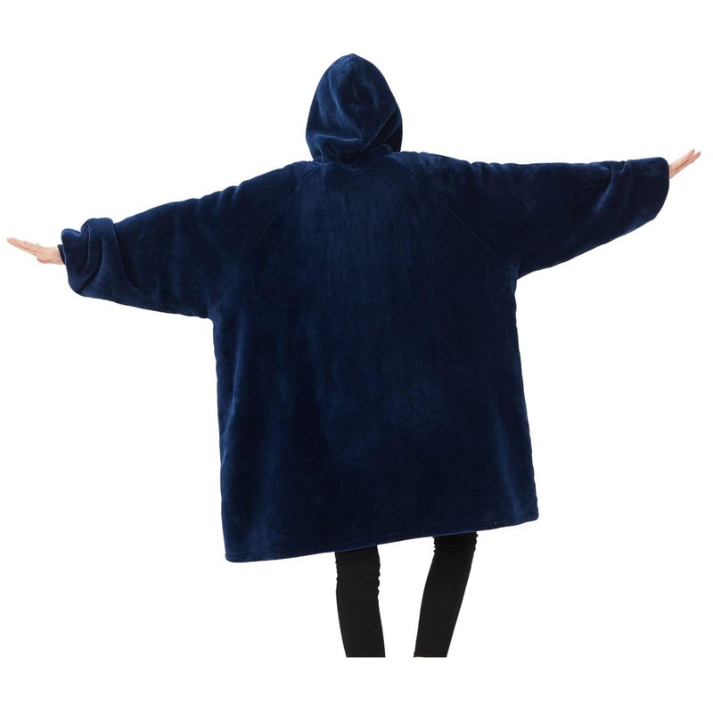 Qeils Qeils Oversized Wearable Blanket Hoodie  Comfy Sherpa Sweatshirt Pullover Jacket (Large Pocket  Navy  Adult)  - Image 5