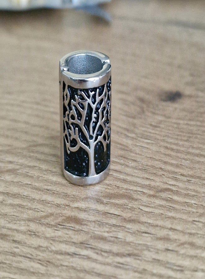 VALHALLA Opening Viking Beard Bead for Men 1pcs, Viking Hair Accessories 8x12x20mm, Tree of Life, Silver Stainless Steel Large - Image 2