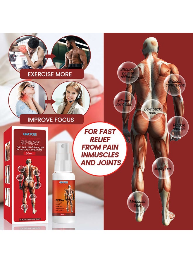 ERAYCEE Rapid Remission Spray For Fast Relief From Pail In Muscles And Joints, Fast Sore Muscle Pain Relief, Joint Pain Spray Relieves Cervical Spondylosis, Pain Numbness Of Lumbar Spine, Knee Joint Topical Spray, 30ml - Image 2