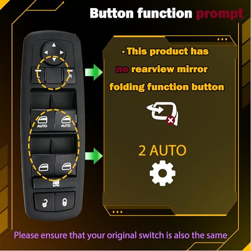ZAPOSTS 11 Metal Pins.Master Power Window Switch for 2011-2014 Dodge Charger,2011-20 Crysler 300,2015-17 Crysler 200.2016 Dodge Ram 1500,2500,3500,4500,5500.68139805AB,68139805AD (Green Light) - Image 3