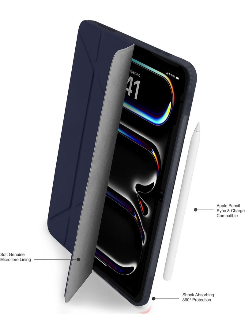 Pipetto Origami No1 for Apple iPad Pro 11 inch Case (2024) M4 Smart Cover with 5 in 1 Stand - Dark Blue - Image 3