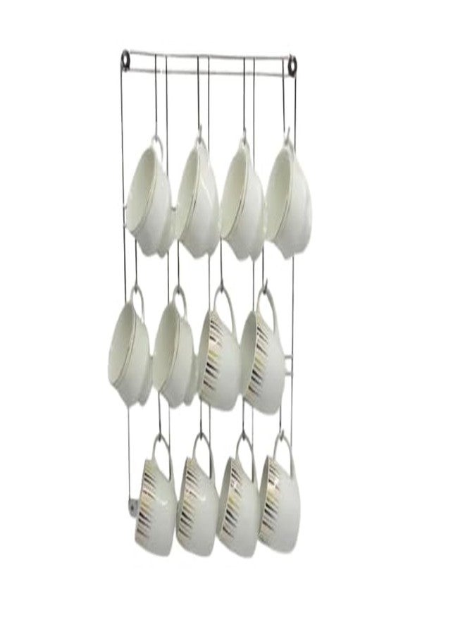 ZOOV Wall Mounted Stainless Steel Square Shape Cup/Coffee Mug Holder with 12 Hooks - Image 1