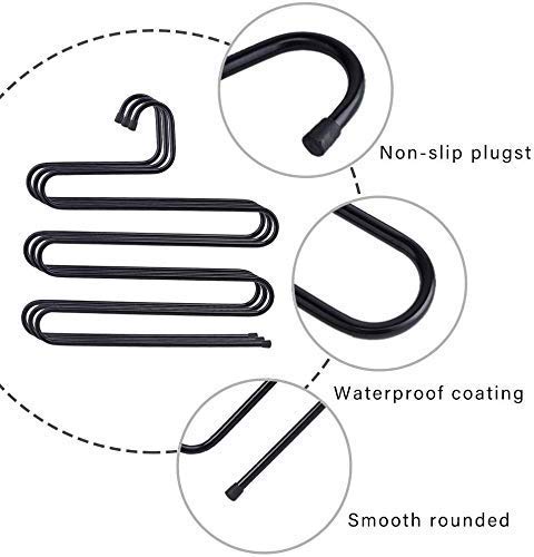 Everbuy Cloth Hanger/Trouser Hanger/Pant Hanger Stainless Steel,Multi-Cloth Hanger,Light Weight with 5 Layer, Cupboard Organizer, Space Saving Designer Hanger. Black -3 Pcs - Image 4