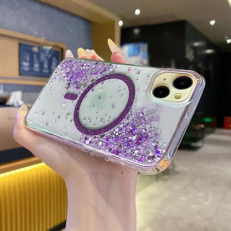 Mobistyle Glitter Cover Case for iPhone 13 | 6.1-Inch Compatible with MagSafe, Shiny Cute Bling Sparkle for Women and Girls Phone Cover iPhone 13 (Purple) - Image 2