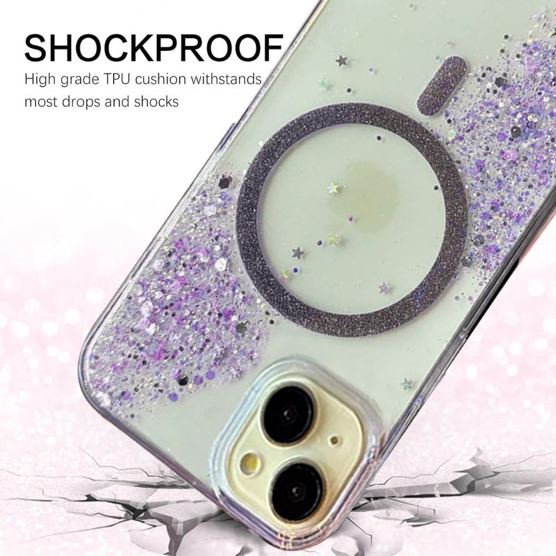 Mobistyle Glitter Cover Case for iPhone 13 | 6.1-Inch Compatible with MagSafe, Shiny Cute Bling Sparkle for Women and Girls Phone Cover iPhone 13 (Purple) - Image 3