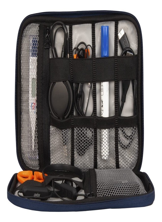 COSMUS Gadget Organizer Case Portable Zippered Pouch for All Small Gadgets USB Cables Navy Blue - Image 5
