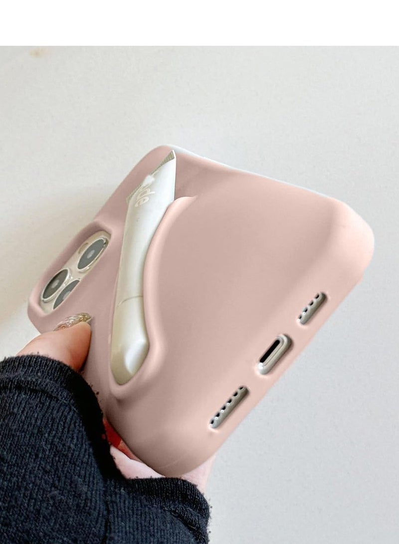 Techie غطاء خلفي من السيليكون السائل مع حامل مرطب الشفاه لهاتف ابل ايفون 15 برو ماكس - وردي فاتح - Image 5