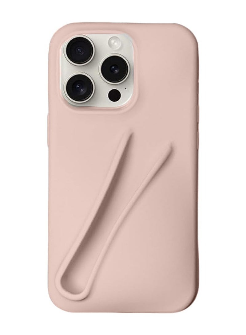Techie غطاء خلفي من السيليكون السائل مع حامل مرطب الشفاه لهاتف ابل ايفون 15 برو ماكس - وردي فاتح - Image 1