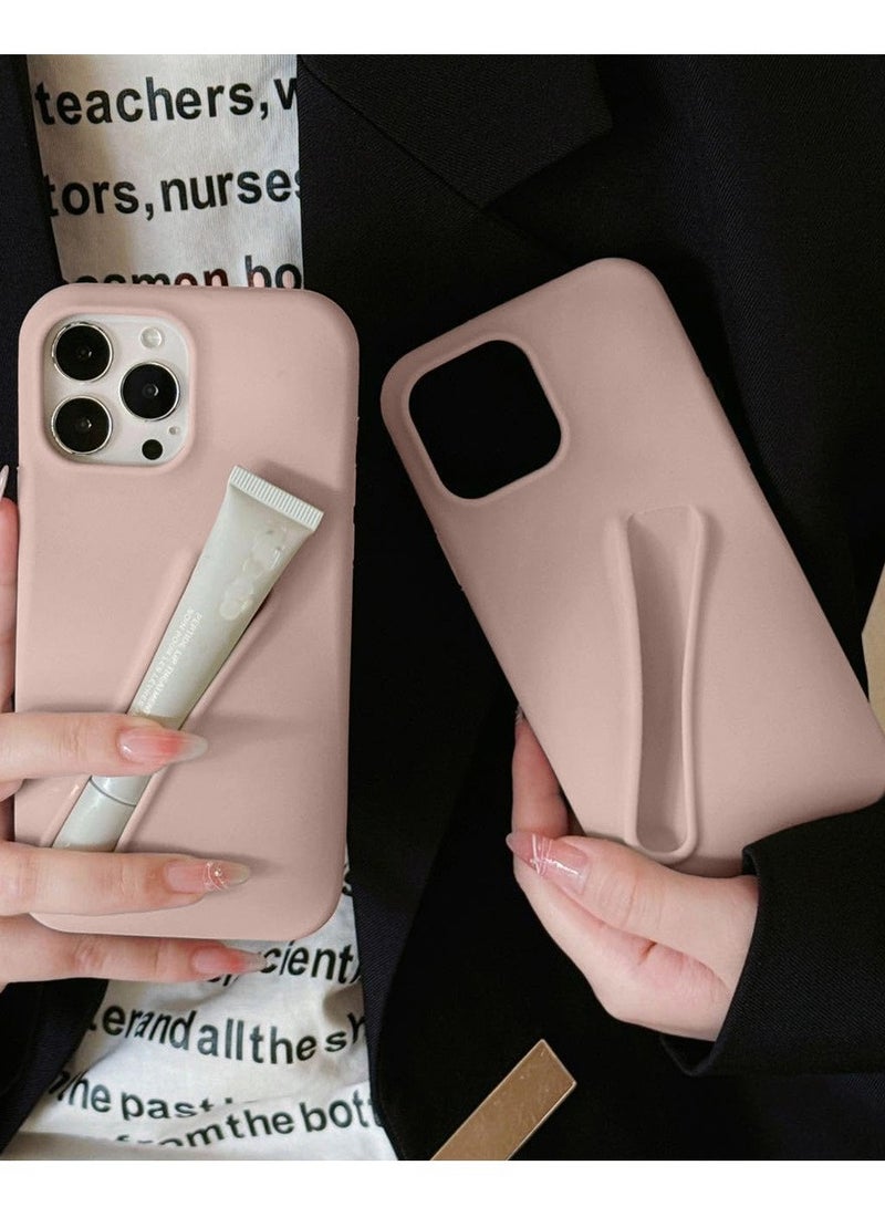 Techie غطاء خلفي من السيليكون السائل مع حامل مرطب الشفاه لهاتف ابل ايفون 15 برو ماكس - وردي فاتح - Image 2