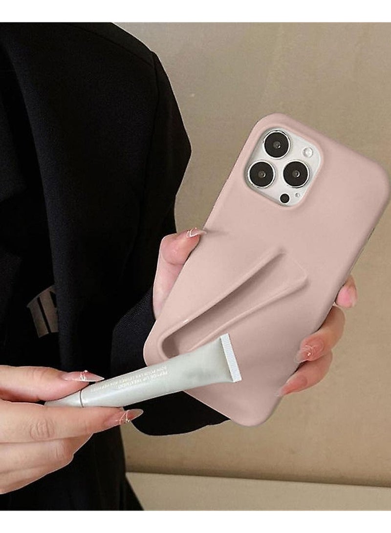 Techie غطاء خلفي من السيليكون السائل مع حامل مرطب الشفاه لهاتف ابل ايفون 15 برو ماكس - وردي فاتح - Image 4