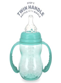 Nuby Nuby 3 Stage Tritan Wide Neck Grow with Me No-Spill Bottle to Cup, 8 Oz, Teal  - Image 3