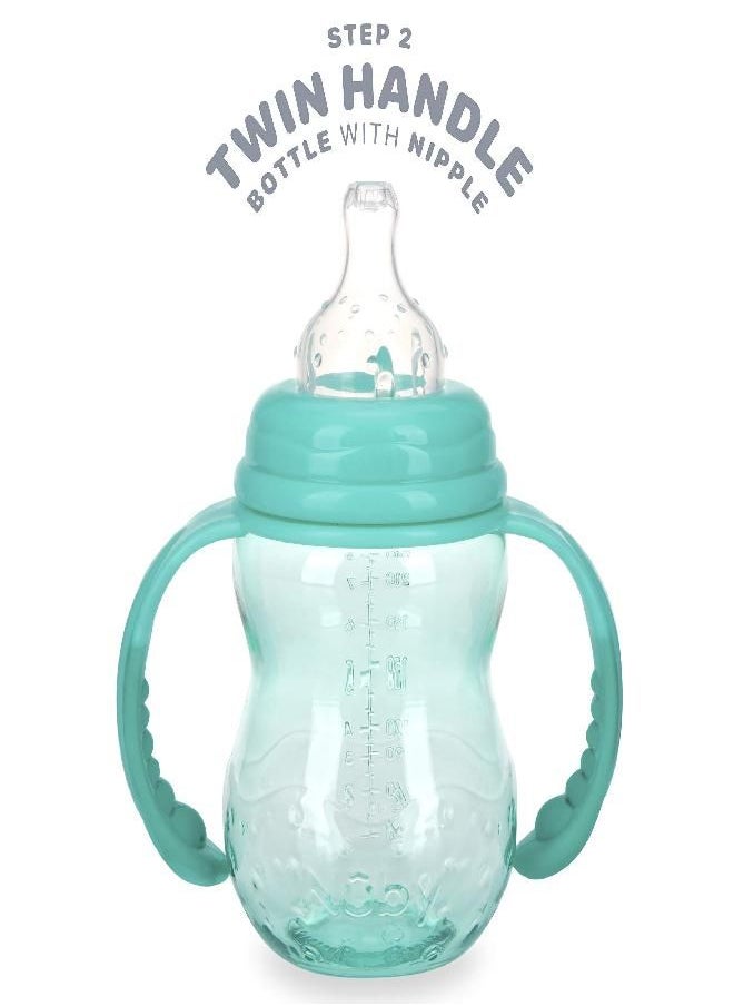 Nuby Nuby 3 Stage Tritan Wide Neck Grow with Me No-Spill Bottle to Cup, 8 Oz, Teal  - Image 3