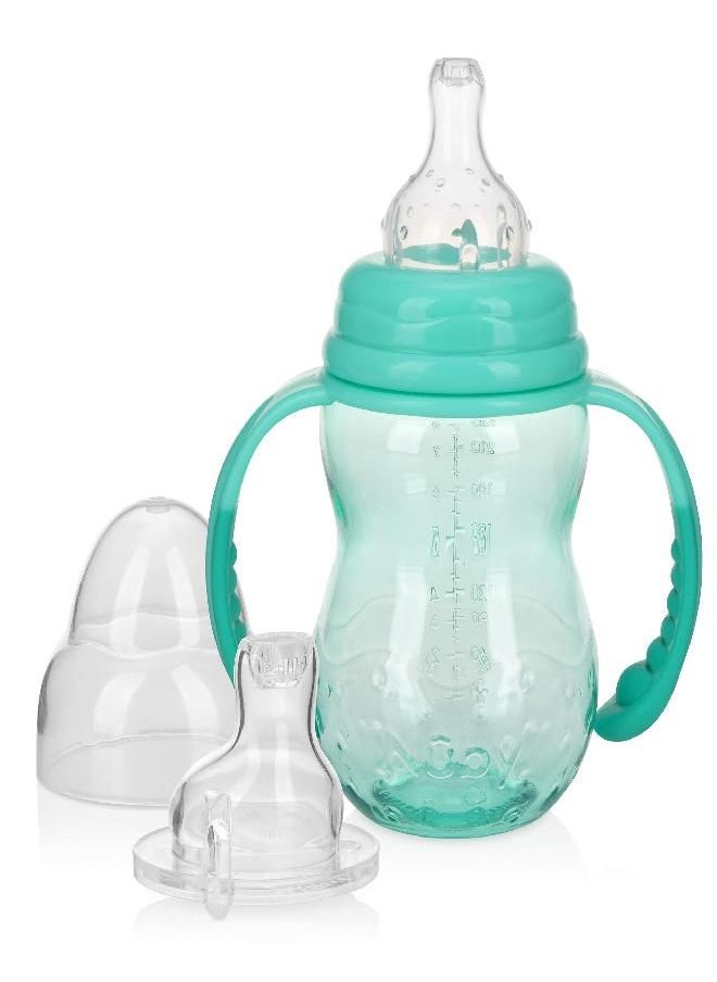 Nuby Nuby 3 Stage Tritan Wide Neck Grow with Me No-Spill Bottle to Cup, 8 Oz, Teal  - Image 1