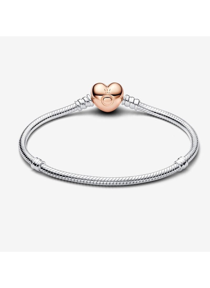 PANDORA - Moments Heart & Snake Chain Bracelet, Size 18cm - Image 1