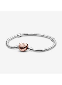 Moments Heart & Snake Chain Bracelet, Size 18cm