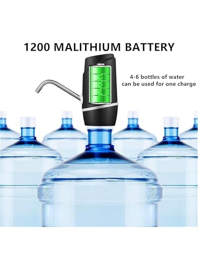 TRASSLE 5 Gallon Water Bottle Pump, Electric Drinking Portable Water Dispenser, USB Charging Drinking Portable Electric Switch for Universal 2-5 Gallon Bottle for Outdoor Home Office - Image 4