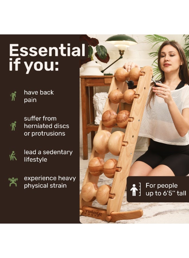 Timbergood Wooden 6-Rollers Massager for Back, Spine, Neck, Body - Natural Wood Massage Tool for Relaxation and Pain Relief, Perfect for Home or Office Use, Enhances Circulation and Reduces Muscle Tension - Image 2