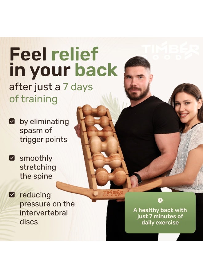 Timbergood Wooden 6-Rollers Massager for Back, Spine, Neck, Body - Natural Wood Massage Tool for Relaxation and Pain Relief, Perfect for Home or Office Use, Enhances Circulation and Reduces Muscle Tension - Image 3