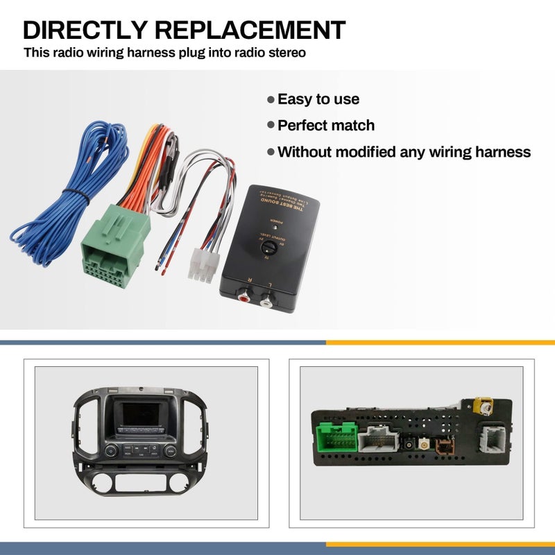 NuIth Add Amp Amplifier Subwoofer Interface Kit Fit for 2014-2021 GM Vehicles Chevy Silverado Camaro Yukon on Factory OEM Radio Stereo System 2-Channel RCA line Output Converter - Image 3