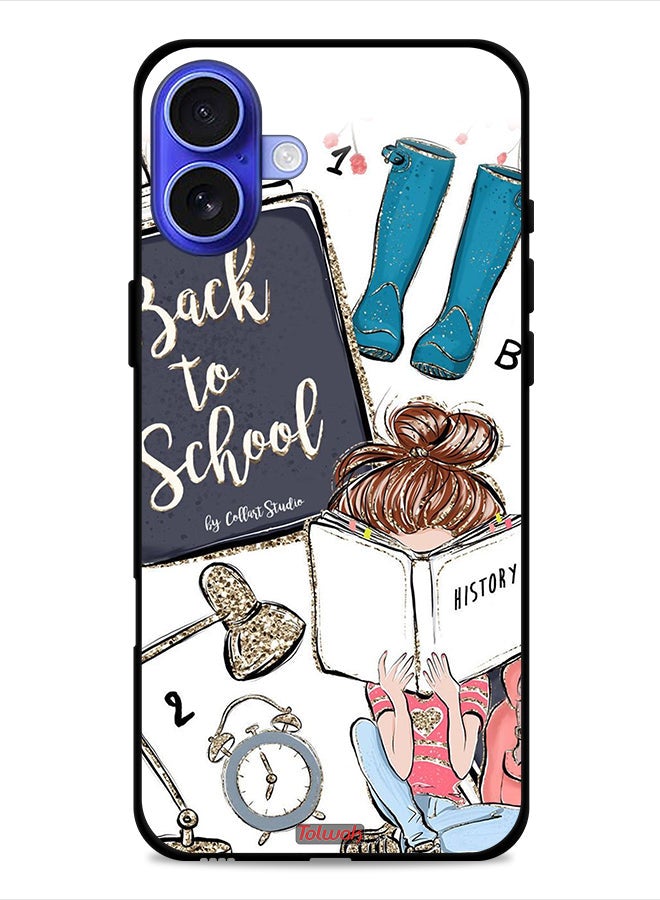 Tolwak Apple iPhone 16 Protective Case Cover Back To School Girl Reading History - Image 1